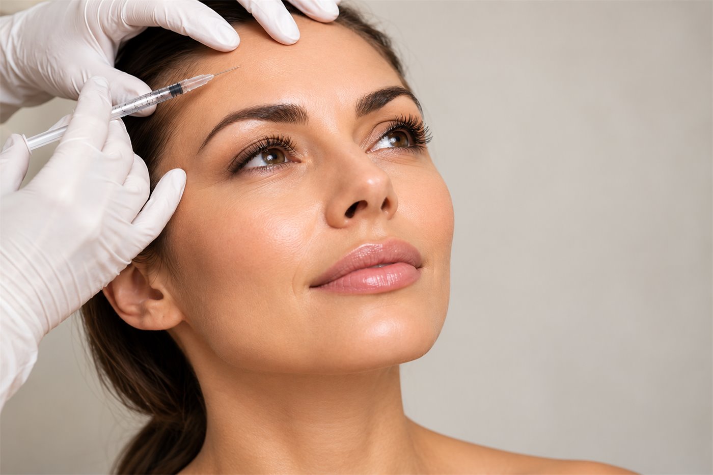 Nurse prescriber marking treatment points before anti-wrinkle injections at a Putney clinic