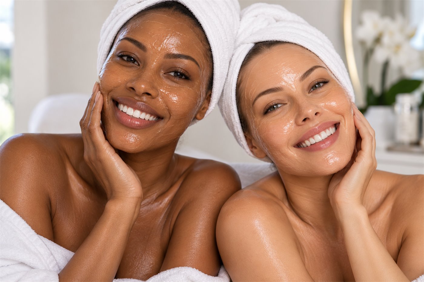 Two clients with brighter, more even skin tone after chemical peels in Putney, London