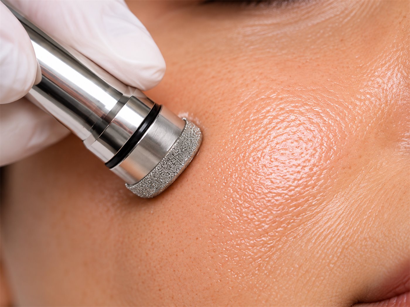 Precision diamond tip handpiece used for a microdermabrasion facial in Putney, south west London