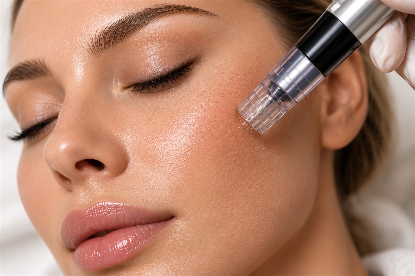 Non-invasive aesthetic treatment being carried out at a clinic in Putney, south west London