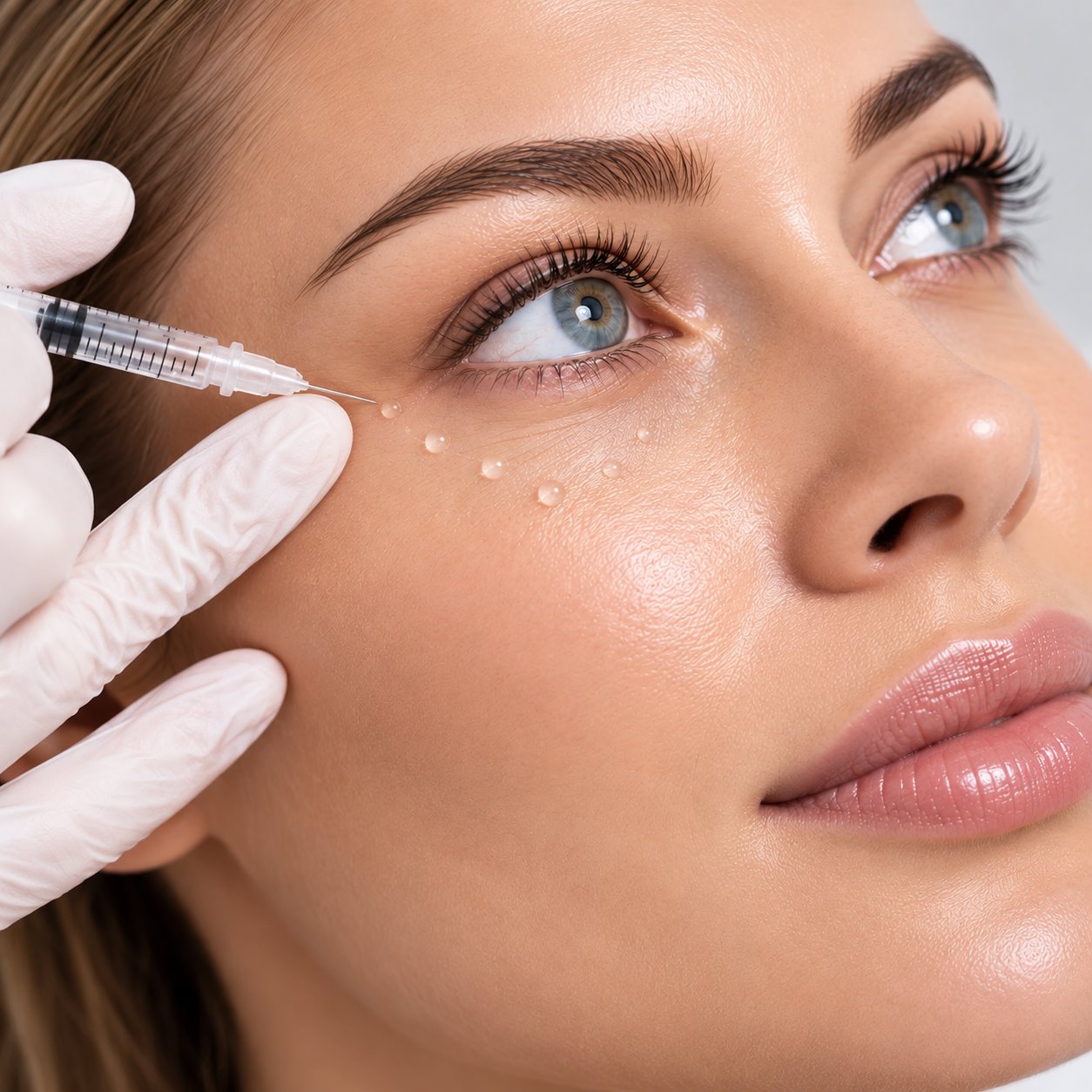Under eye treatment being placed at an aesthetic clinic in Putney, south west London